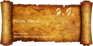 Hirn Imre névjegykártya